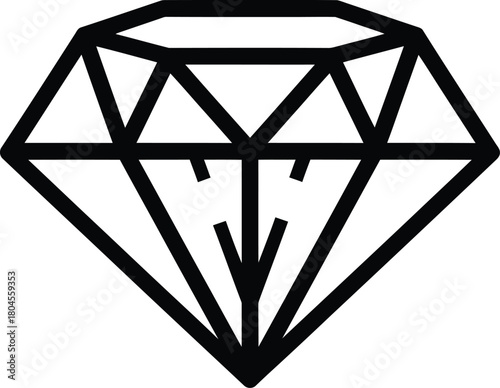 Diamond outline vector illustration black and white simple gem design eps silhouette