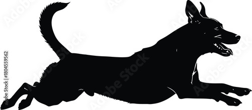 Running dog silhouette vector illustration pet animal canine breed art eps