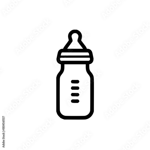 Baby bottle feeding icon vector illustration for newborn care and feeding essentials and baby products design