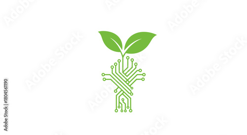 A conceptual logo depicting the fusion of technology and nature, symbolizing sustainable innovation.