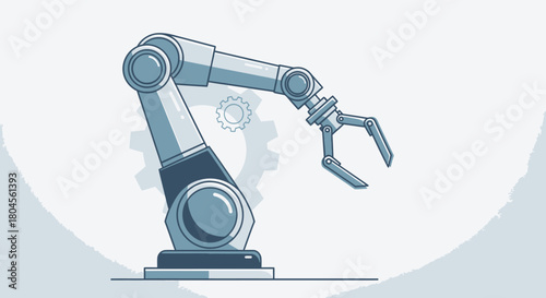 Illustration of a robotic arm, designed for industrial automation and manufacturing processes, with a focus on technology.