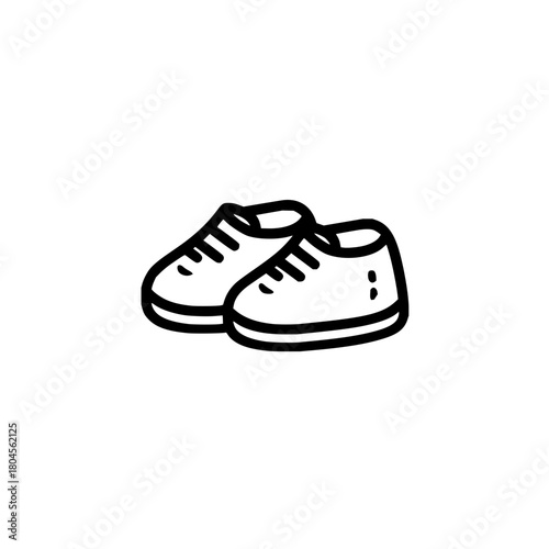 Illustration of sneakers footwear casual shoes drawing black and white line art icon fashion footwear design style