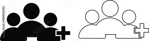 Set of Group Invite icon. Add member symbols. Social media invitation signs. Collaboration team graphic design
