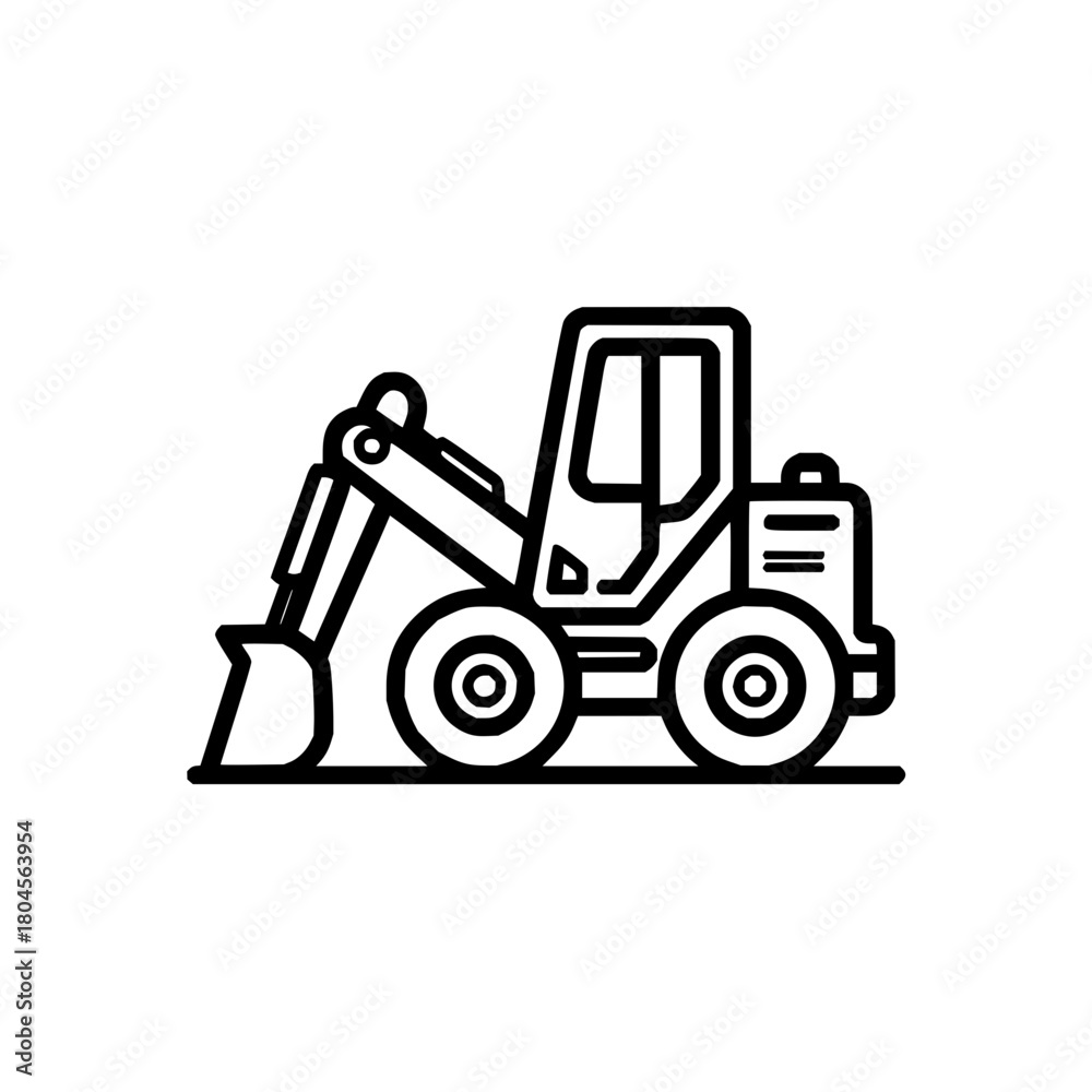 Fototapeta premium Excavator construction equipment outline vector illustration for building and digging projects design