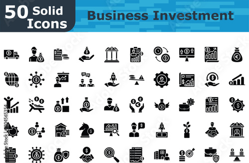 Business Investment Banner icons set Sold  style icons 