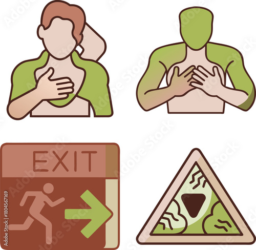 WebFirst Aid, CPR, Choking Rescue, Heimlich Maneuver, and Emergency Life Support Line Icons Set