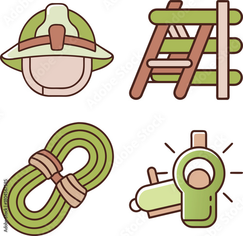 WebFirefighter, Rescue Services, Fire Safety, Disaster Response, and Emergency Management Vector Line Icons Set
