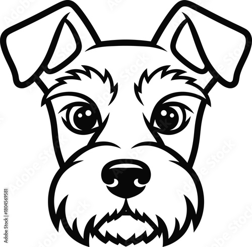 Schnauzer dog face vector illustration pet animal breed puppy canine eps silhouette