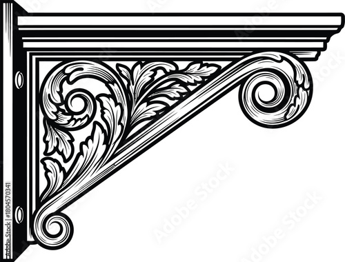 Decorative corbel bracket vector illustration ornate design element eps silhouette