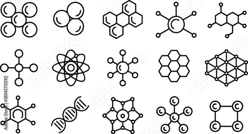 Molecule Structure Chemistry Science Icons Set