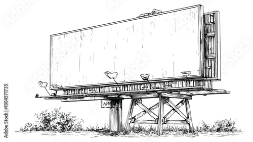 Professional Drawing of a Billboard with Sign Showing Q, Advertising Concept