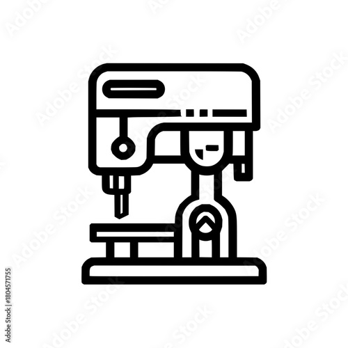 Drill press machine vector icon industrial equipment for woodworking and metalworking tool design graphic 100