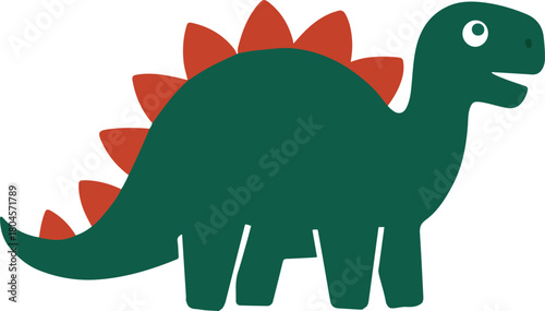 Cute Stegosaurus Dinosaur Illustration with Orange Spikes and Playful Design at Zoo or Park Concept Isolated on Transparent Background