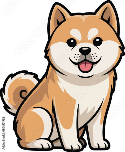 Cute cartoon a illustrator vector Akita Inu