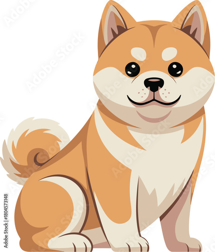 Cute cartoon a illustrator vector Akita Inu