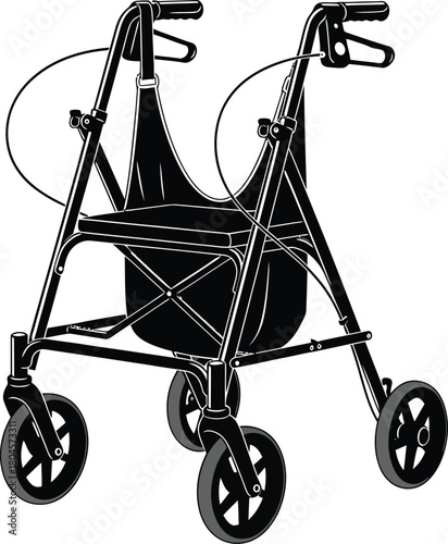 Buy mobility walker for seniors and adults rolling walker with seat black eps silhouette