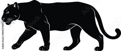Black panther illustration vector image walking silhouette wild animal eps