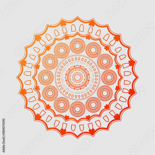 A minimal yet beautifully detailed mandala featuring light pink and soft orange tones. Suitable for branding, stationery, meditation visuals, and decorative print media.