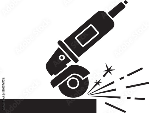 Flat Angle Grinder Icon - Power Tool Vector Symbol for Cutting and Metalwork