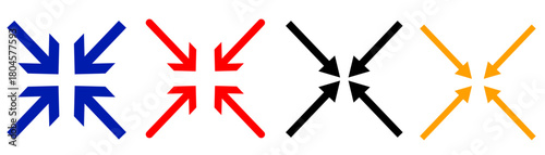 Set of vektor illustration maximize and minimize line arrows icon set , vector resizing, expanding arrow line icons on white background.