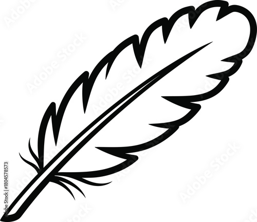 Feather outline drawing vector illustration clip art stock image art eps silhouette