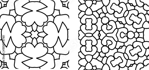 beautiful geometric shape abstract mandala art design pattern black and white for coloring