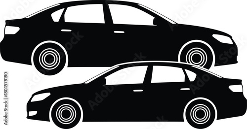 Black car silhouette vector illustration of sedan vehicle automobiles eps