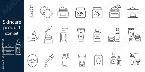Skincare product icon set