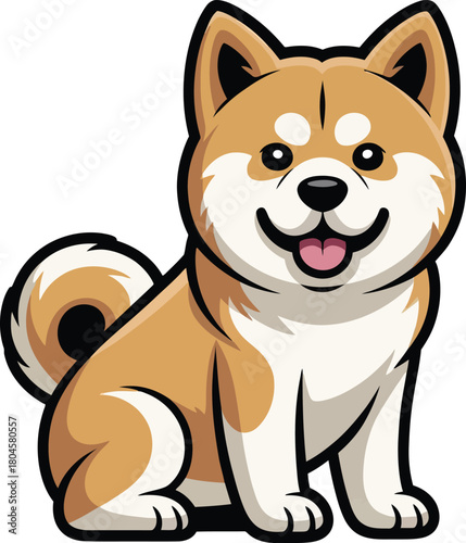 Cute cartoon a illustrator vector Akita Inu