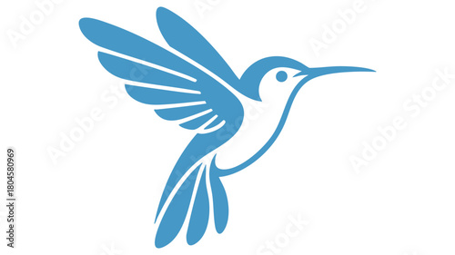 Blue flying hummingbird symbol