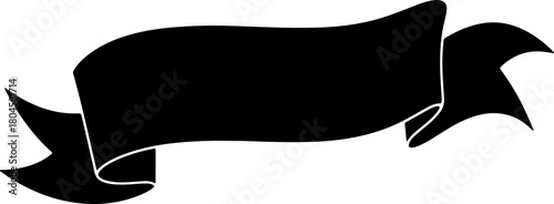 Elegant Black Banner Silhouette Perfect for Headlines, Promotions, and Creative Designs