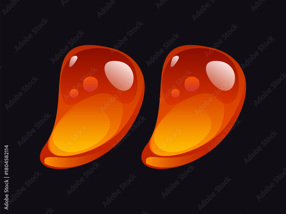 Naklejka premium Flowing honey cartoon font punctuation quotation mark. Yellow candy ABC typeset sign, sweet honey vector English font punctuation mark. Tasty caramel typeface or English alphabet type symbol