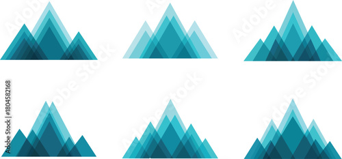 Teal blue layered geometric mountain peaks abstract graphic design vector