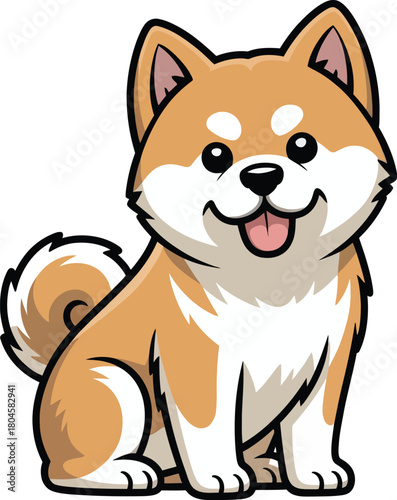 Cute cartoon a illustrator vector Akita Inu
