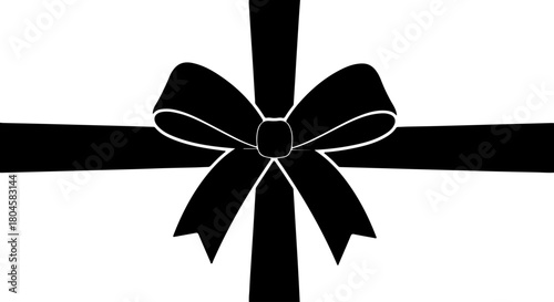 Elegant Black Ribbon Bow on White Background for Gifts and Celebrations