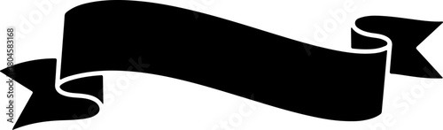 Elegant black ribbon banner illustration for announcements, promotions, and designs