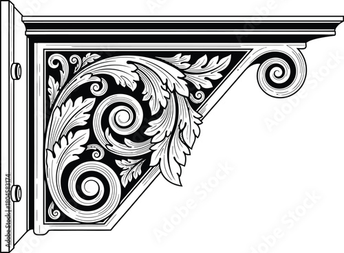 Decorative bracket corbel vector illustration vintage architectural design eps silhouette