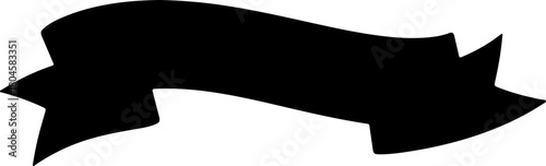 Elegant Black Ribbon Banner Silhouette for Design and Decorative Elements