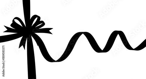 Elegant Black Ribbon and Bow Silhouette Illustration for Gifts and Celebrations