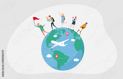 Global travel with tour group