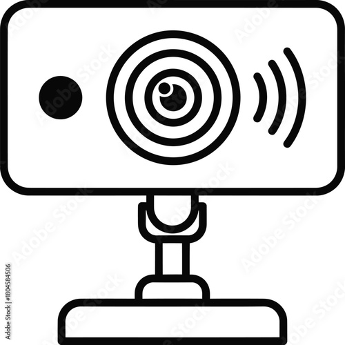 Webcam vector icon for video conferencing and online meetings outline art eps silhouette