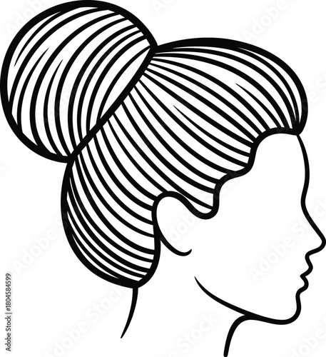Woman hairstyle bun drawing vector illustration hair salon fashion art eps silhouette