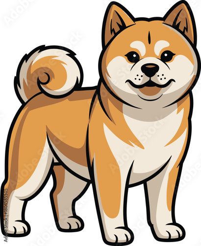 Cute cartoon a illustrator vector Akita Inu