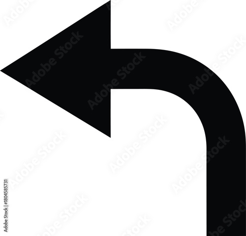 Find black turn left arrow direction sign vector image illustration eps silhouette
