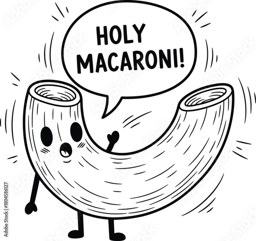 Holy macaroni funny pasta cartoon character vector illustration art eps silhouette