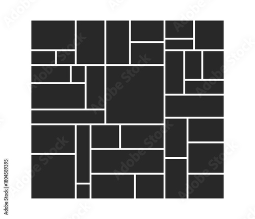 A versatile dark mosaic pattern offering multiple non-uniform slots for creative photo organization and visual storytelling.