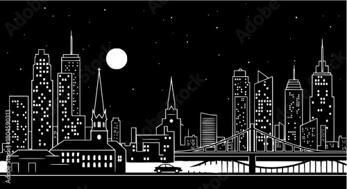 Vector of an urban landscape of a city