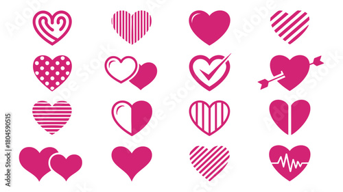 Love heart icons collection pink