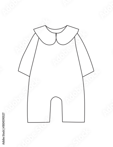 Illustration Vector - Baby classic rompers Mockup in outline SVG