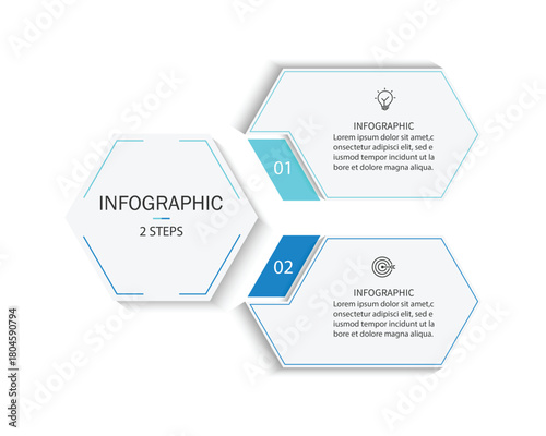 Vector Infographic label design template with icons and 2 options or steps. 